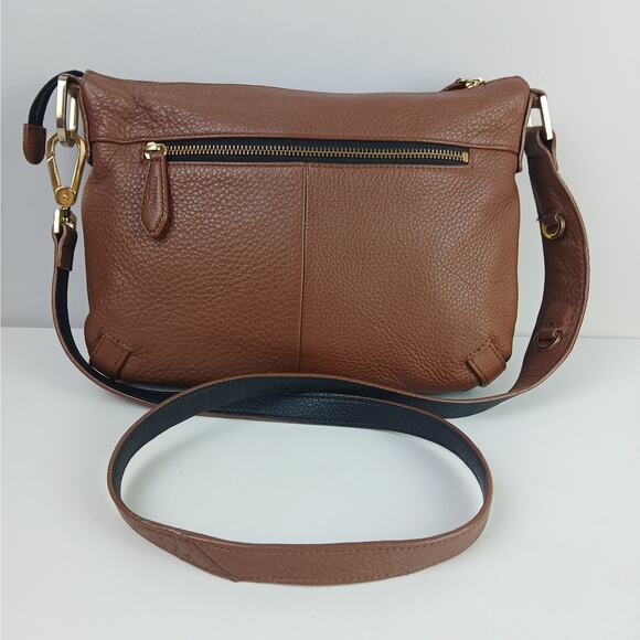 Perlina Women's Pebbled Leather Color Blocked Crossbody Purse Gold Hardware - Picture 5 of 7